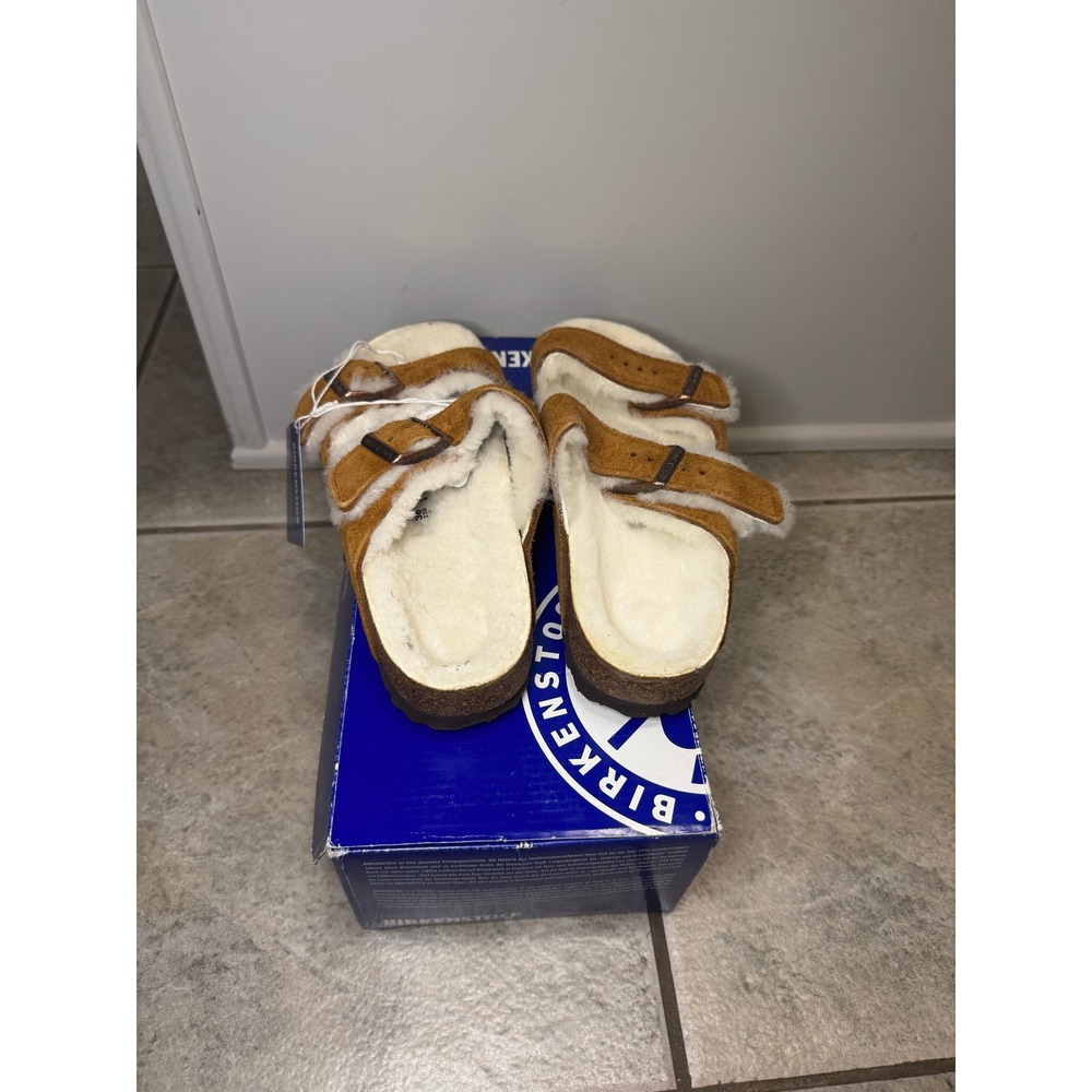 Birkenstock Arizona Shearling Lined Suede Sandals Brown EU 36 US 5 - Picture 4 of 6